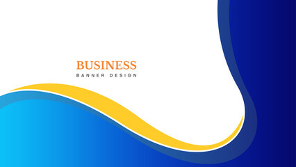 business banner design with blue wave background