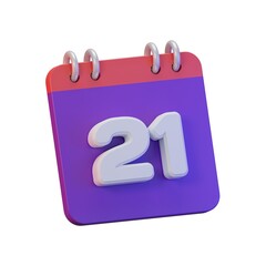 3D Render calendar of 21 days for daily reminder or schedule