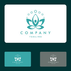 Lotus, yoga, spa and wellnes logo set vector icon illustration designs - obrazy, fototapety, plakaty