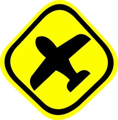 Obraz premium Vector illustration of low-flying aircraft traffic sign