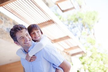 Fototapeta premium Father and daughter hugging outdoors