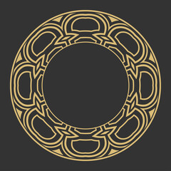 Circular decorative gold frame.