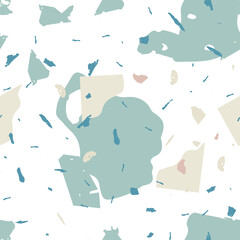 Terrazzo seamless pattern. Blue classic flooring