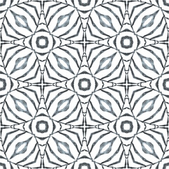 Watercolor ikat repeating tile border. Black and