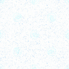 Hand Drawn Snowflakes Christmas Seamless Pattern. Subtle Flying Snow Flakes on chalk snowflakes Background. Alive chalk handdrawn snow overlay. Artistic holiday season decoration.