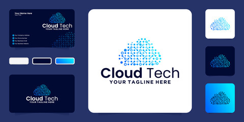cloud technology design logo and business card inspiration