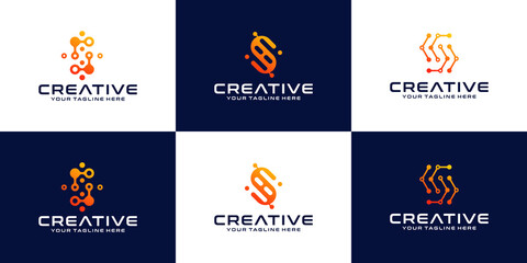 collection of initial letter S logos, technology letters s