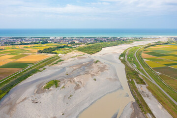 石川県能美市の自然の風景をドローンで撮影した空撮写真 Aerial photos of natural scenery in Nomi City, Ishikawa Prefecture, taken with a drone. 