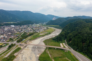 石川県能美市の自然の風景をドローンで撮影した空撮写真 Aerial photos of natural scenery in Nomi City, Ishikawa Prefecture, taken with a drone. 