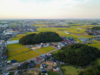 石川県能美市の自然の風景をドローンで撮影した空撮写真 Aerial photos of natural scenery in Nomi City, Ishikawa Prefecture, taken with a drone. 