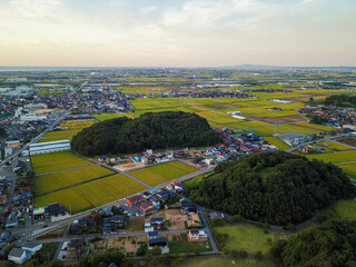 石川県能美市の自然の風景をドローンで撮影した空撮写真 Aerial photos of natural scenery in Nomi City, Ishikawa Prefecture, taken with a drone. 