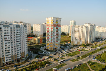 Fototapeta na wymiar New residential high-rise buildings in the blue sky