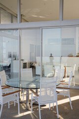 Glass table and chairs in modern office