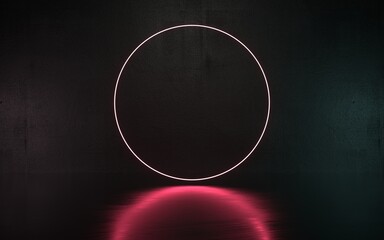 3D Illustration dark neon scene product podium or stage for promo