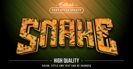 Obraz premium Editable text style effect - Yellow Snake text style theme.