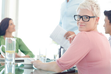 Businesswoman sitting in meeting