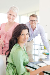 Fototapeta premium Business people smiling together in office