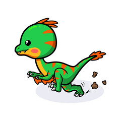 Cute little oviraptor dinosaur cartoon running