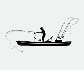 kayak fishing Printable Vector Illustration .kayak fishing silhouettes vector. Kayak Fishing vector and Kayak Fisherman,