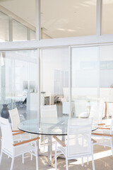 Glass table and chairs in modern office