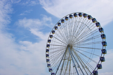 Great Yarmouth Observation Wheel with blue sky and clouds 
