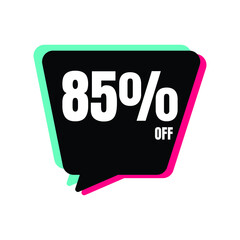 85 Percent Off, Discount Sign Banner or Poster. Special offer price signs