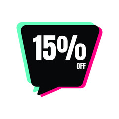 15 Percent Off, Discount Sign Banner or Poster. Special offer price signs