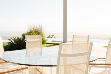 Chairs and table on modern porch