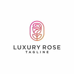 luxury rose logo design vector