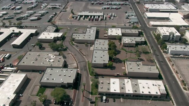 Aerial: Las Vegas city industrial district, Nevada, USA