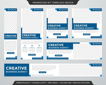 set of social media content and promotion kit template use for website ads banner