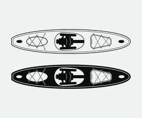 kayak Printable Vector Illustration.Kayaking silhouettes vector. 