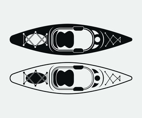 kayak Printable Vector Illustration.Kayaking silhouettes vector. 