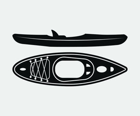 kayak Printable Vector Illustration.Kayaking silhouettes vector. 