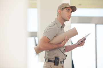 Delivery boy carrying package