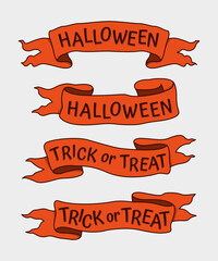 Set of Halloween Ribbons with Words.