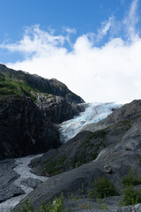 beautiful landscape Exit Glacier blue sky and amazing mountains around