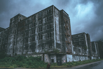 The Buckner Building abandoned former US military building in Whittier , Alaska . USA 08.08.2021