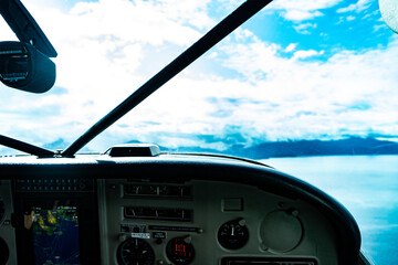 view inside the cockpit of small plane