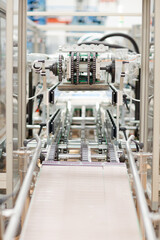 Close up of conveyor belt in factory