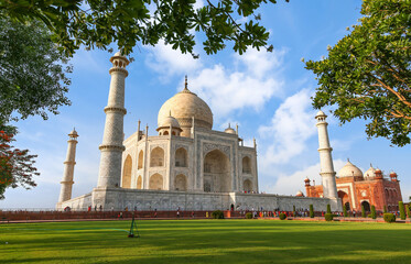 Fototapeta na wymiar Taj Mahal monument at Agra, India. A UNESCO World Heritage site