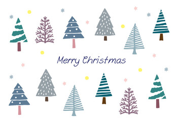 クリスマスカード　冬の森　ベクターイラスト