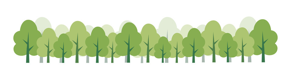 Bosque verde. Conjunto de árboles. Concepto de verano y naturaleza. Ilustración vectorial