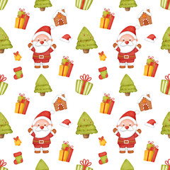 Watercolor christmas day seamless patterns.
