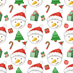 Watercolor christmas seamless patterns.