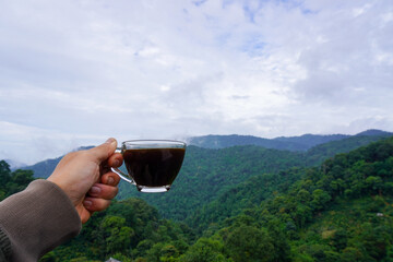 coffee glass of wine in hand