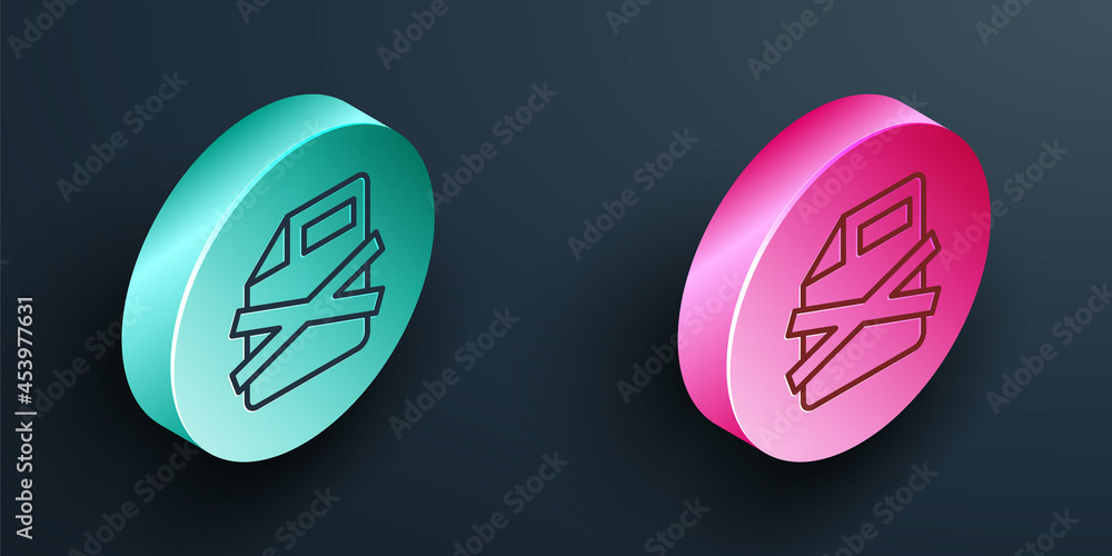 Poster isometric line delete file document icon isolated on black background. rejected document icon. cross