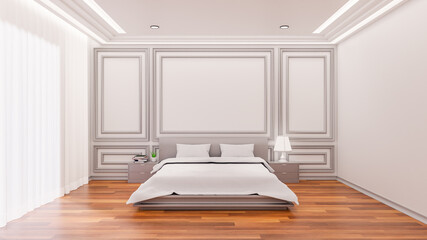 3D rendering bedroom interior design near the window.