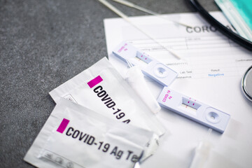  Rapid Antigen Test kit for check coronavirus result is negative result with report document