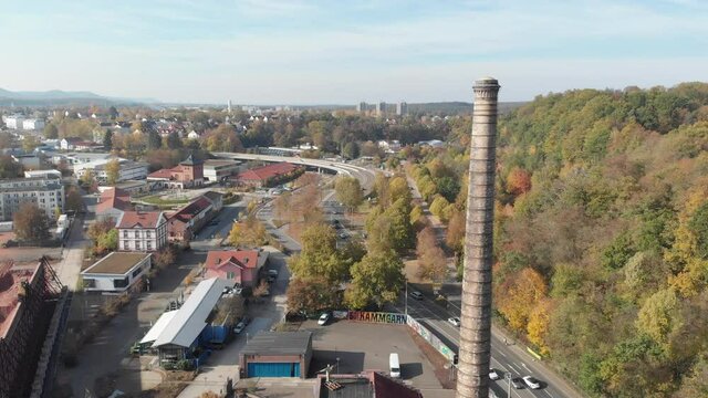Amezing aerial panoramic view of city Kaiserslautern, Germany. Kaiserslautern in Rhineland-Palatinate, aerial shot on a sunny day.